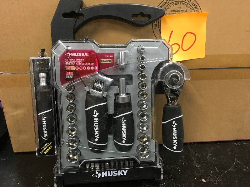 Husky 46 Piece Combination Stubby Wrench and Socket Set, SAEMetric