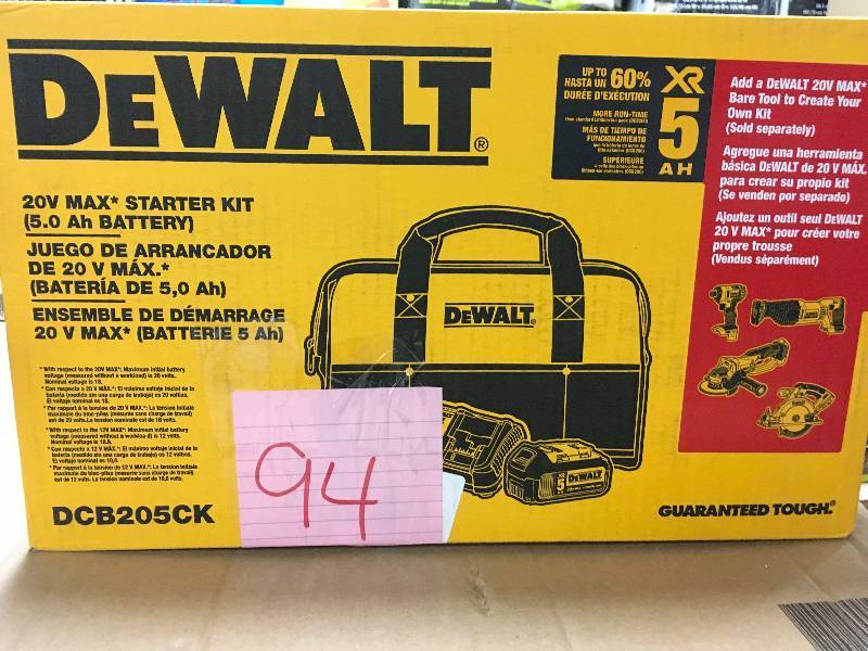 DeWalt 20Volt Max Lithium-Ion Starter Kit, 5.0Ah Battery New