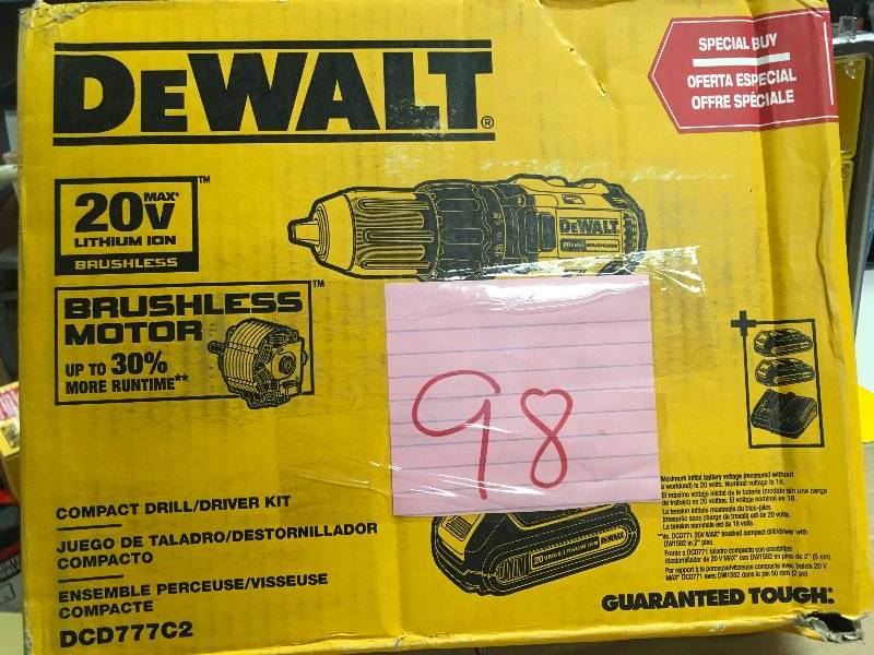 DeWalt 20V Max Lithium-Ion Brushless Compact DrillDriver Kit in like new working conditions