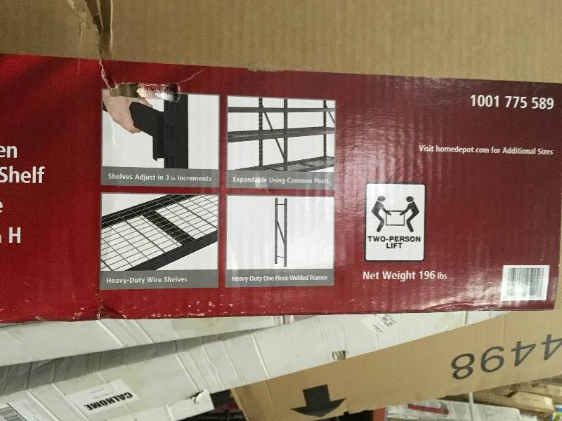 Husky 90 in. H x 90 in W x 24 in D 5 Shelf Welded Steel Shelving Unit with Wire Deck in Black Open box never used