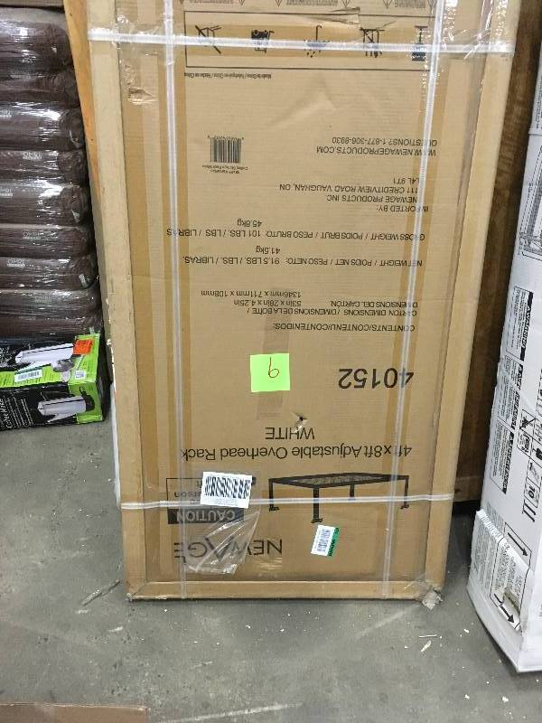 NewAge 4ft. X 8ft. Adjustable Overhead Rack in White Not used