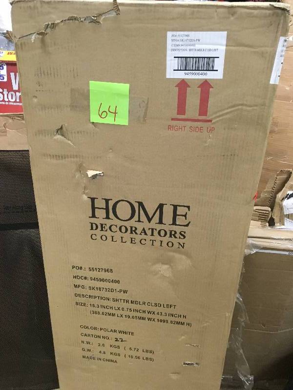 Home Decorators Collection Shutter 43.5 in. H x 15.5 in. W Modular Left Locker Door in Polar White not used