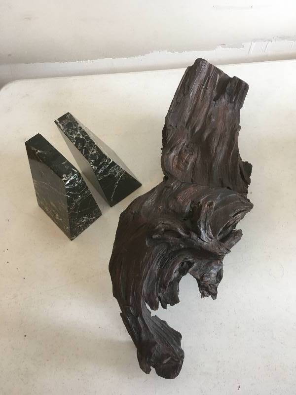 lot 108 image: Marble Bookends & Driftwood