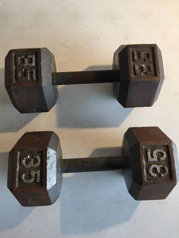 lot 214 image: Two 35 Pound Weights