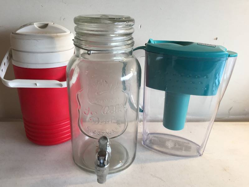 lot 223 image: Beverage Dispenser, Britta Water Filter Pitcher, Igloo Thermos