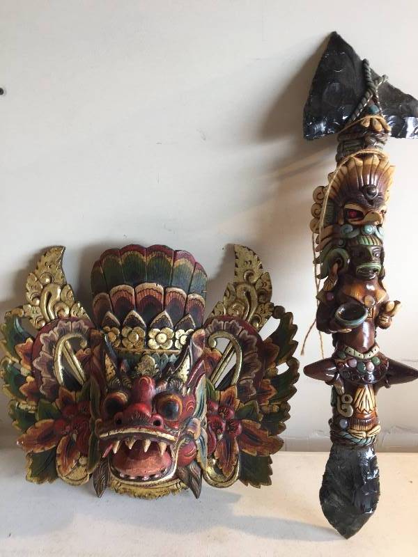 lot 225 image: Decorative Mask & Totem Pole Ax