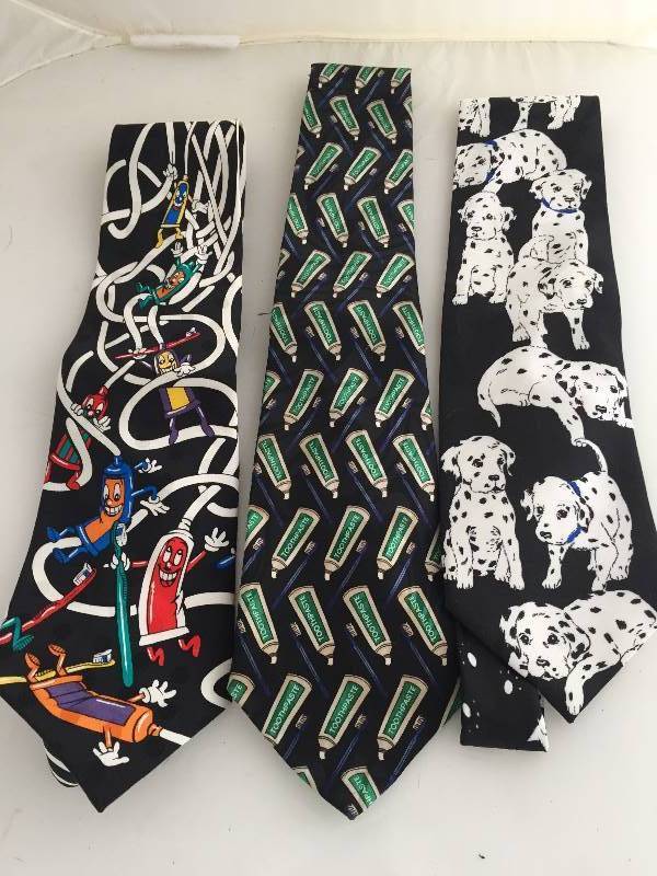 lot 288 image: Fun Silk Ties - Dalmations & Toothpaste