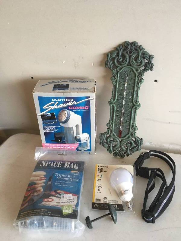 lot 312 image: Metal Thermometer, Clothes Shaver, Space Bag, More