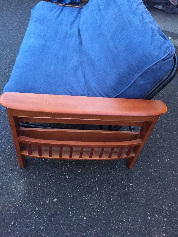 lot 8A image: Futon with Blue Cover