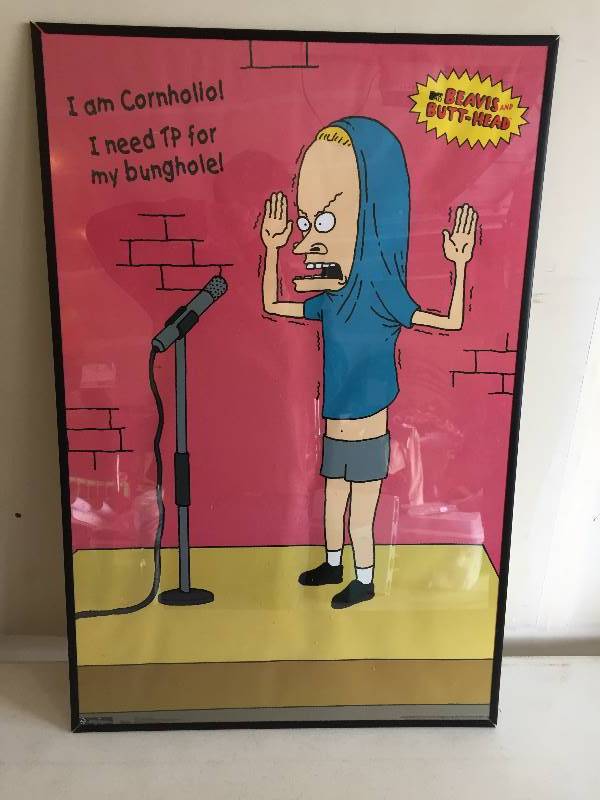 lot 16 image: Framed Beavis & Butthead Poster
