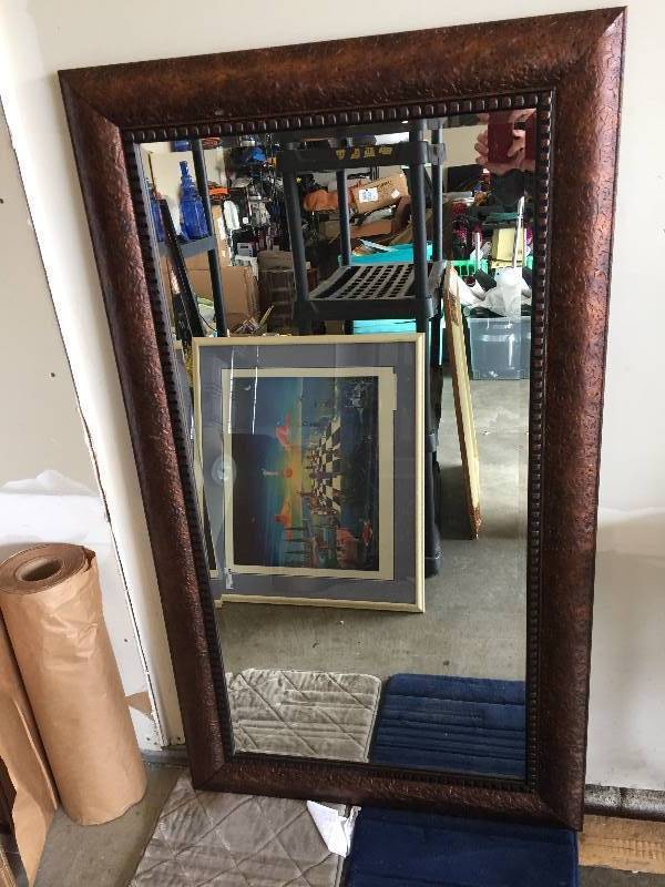 lot 27 image: Large Mirror - Hammered Copper Effect