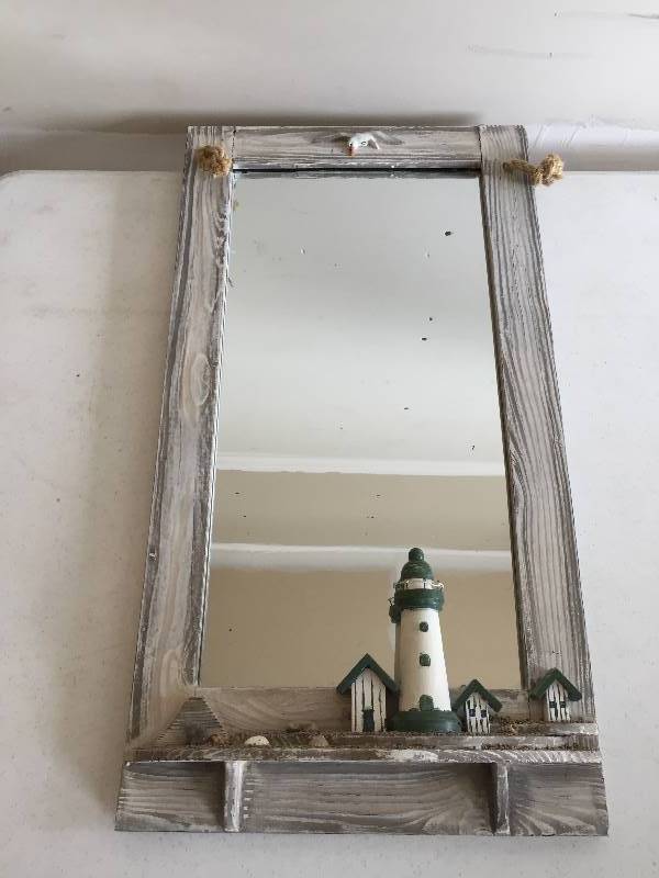 lot 35 image: Framed Mirror - Weathered Wood Sea Shore