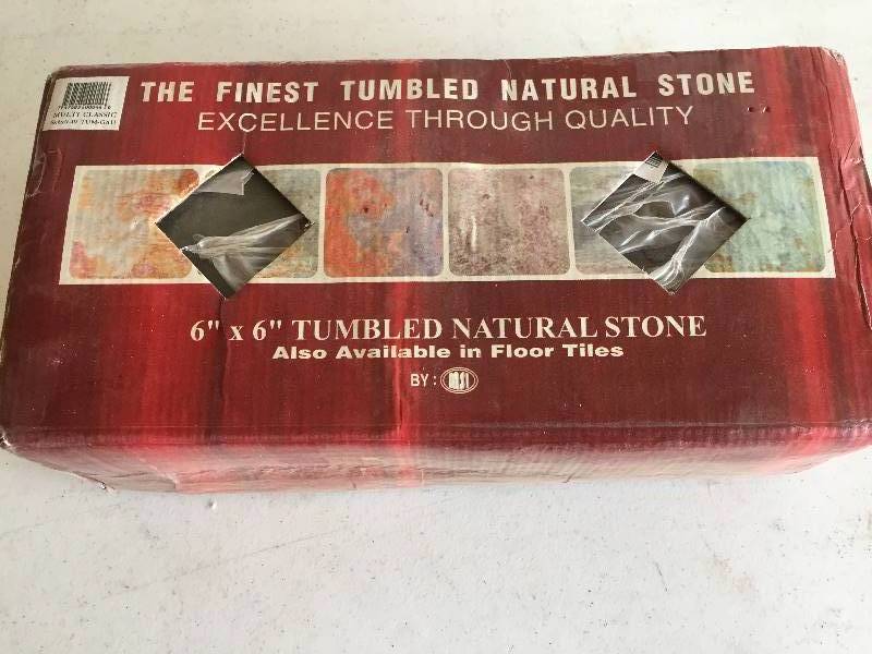 lot 57 image: 3 boxes Tumbled Natural Stone 6 x 6