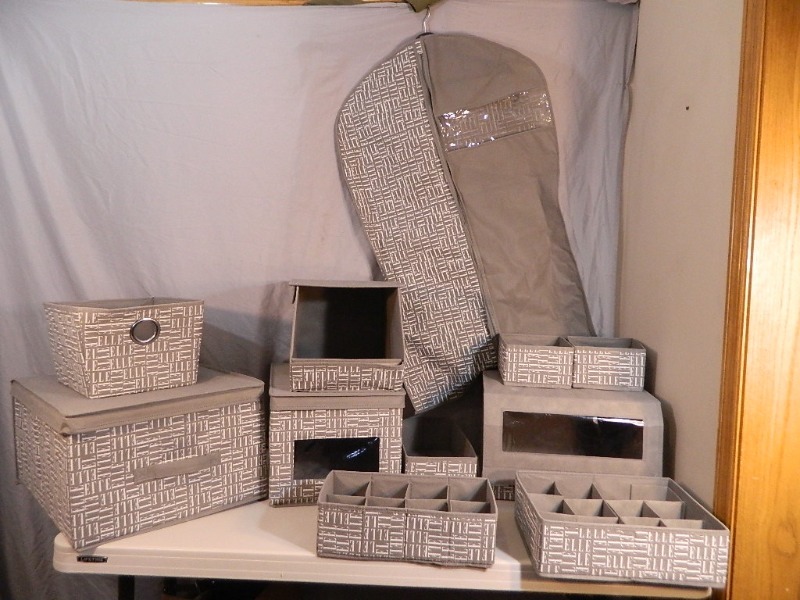 lot 64 image: New 11 Pc Elle Brand Closet Organizers  Bins