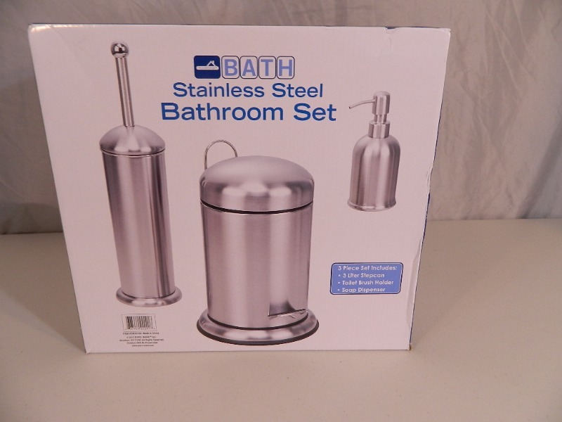 lot 118 image: New Stainless Steel Bathroom Set