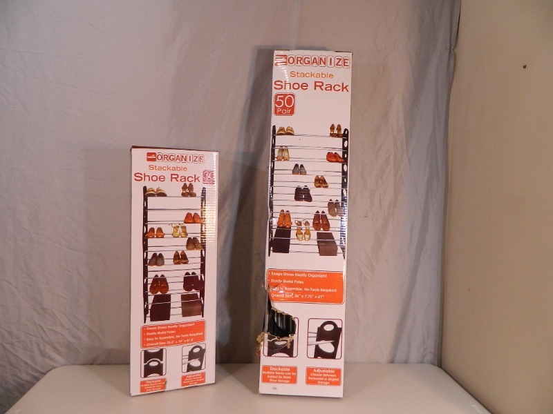 lot 216 image: 2 New Stackable Shoe Racks