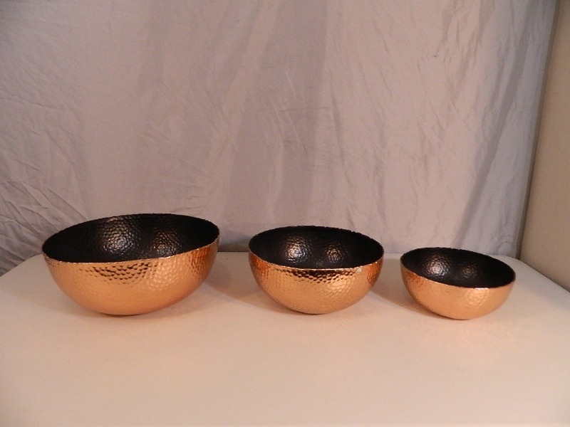 lot 229 image: 3 New Metal Decorative Nesting Bowls