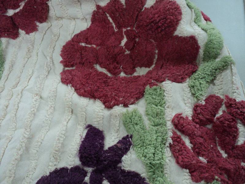 Lila twin chenille bedspread...