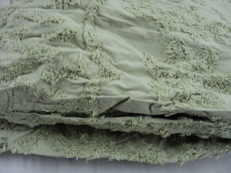 green chenille queen size bedspread...