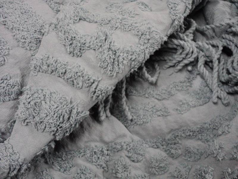 Blue chenille full size bedspread...