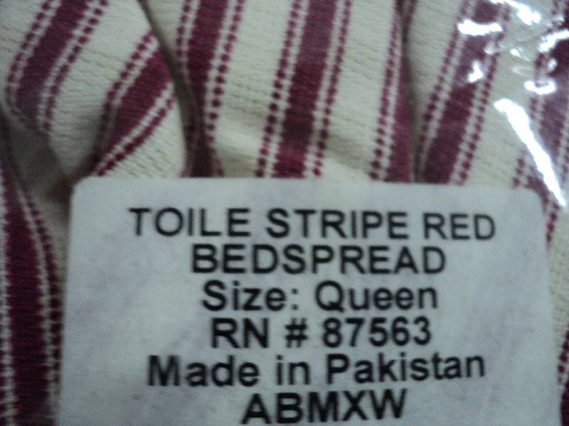 Toile stripe red bedspread size que...