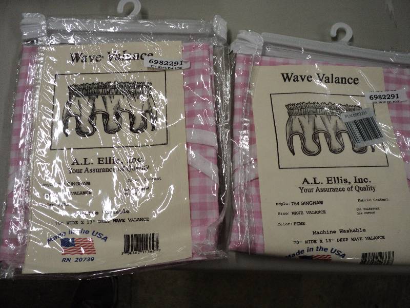 2 pink checkered valences...