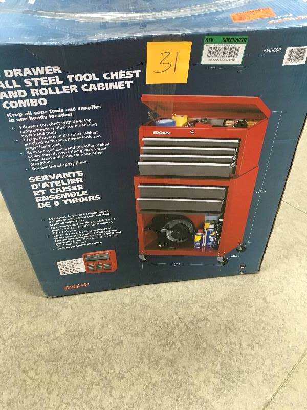 Stack-On 6 Drawer Chest  Cabinet Combo- Red Not used