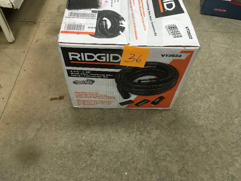 Ridgid 2-12  x 20 Dual Flex Locking Vac Hose  Extension Kit not used