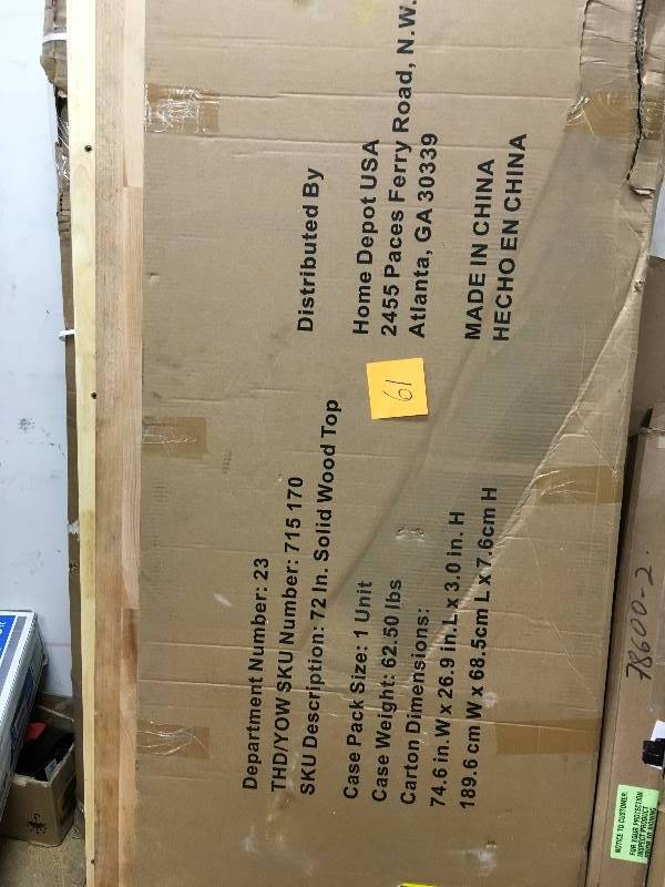 Husky 72in. Solid Wood Top for 6 ft. Solid Wood Top Workbench never used
