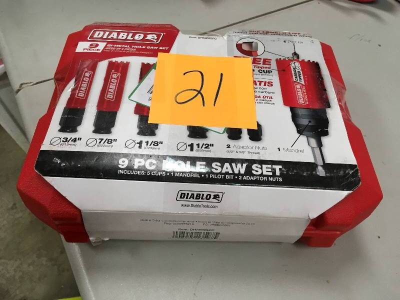 Diablo 9 Pc Hole Saw Set in good conditions