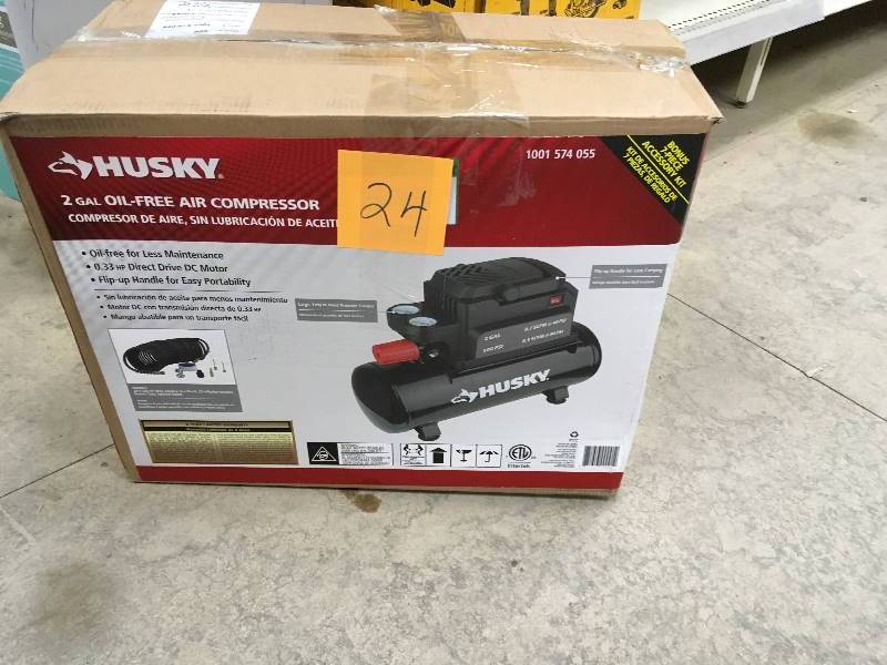 Husky 2 Gal Oil Free Air Compressor In working conditions