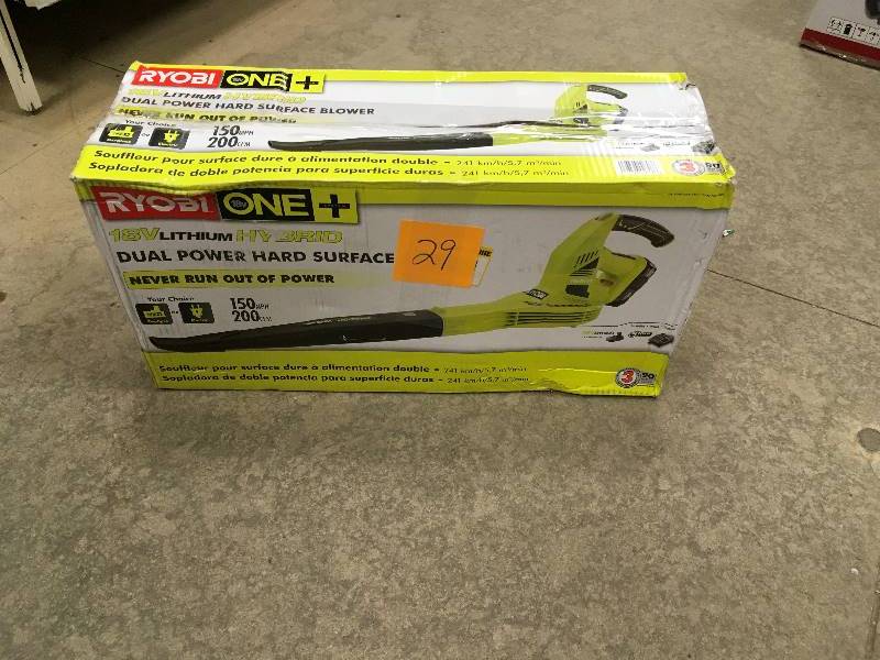 Ryobi One 18V Lithium Hybrid Dual Power Hard Surface Blower In working conditions