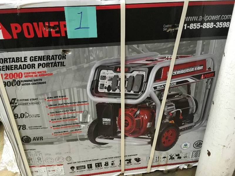 lot 1 image: A-iPower 12000W Gasoline Powered Generator Electric Start Open box never used
