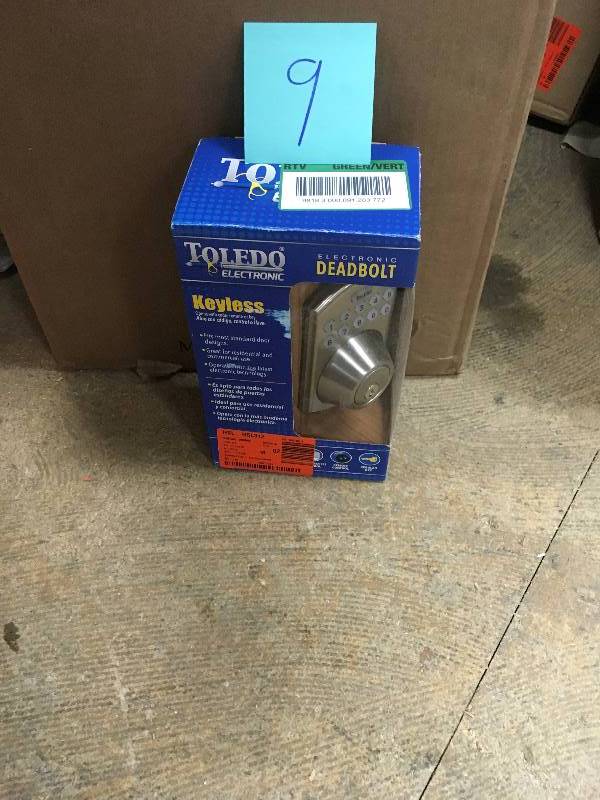lot 9 image: Toledo Fine Locks Stainless Steel Electronic Deadbolt with Remote Control Open box never used