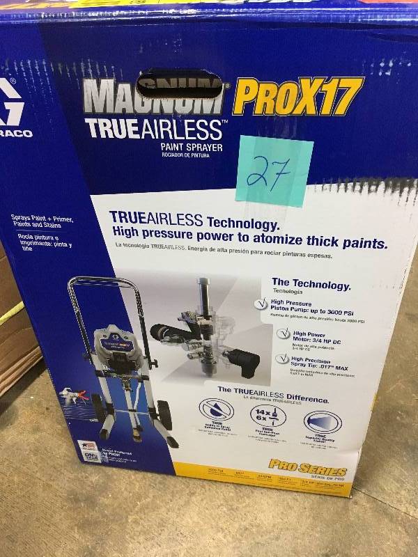 lot 27 image: Graco Magnum ProX17 TrueAirless Paint Sprayer Open box never used