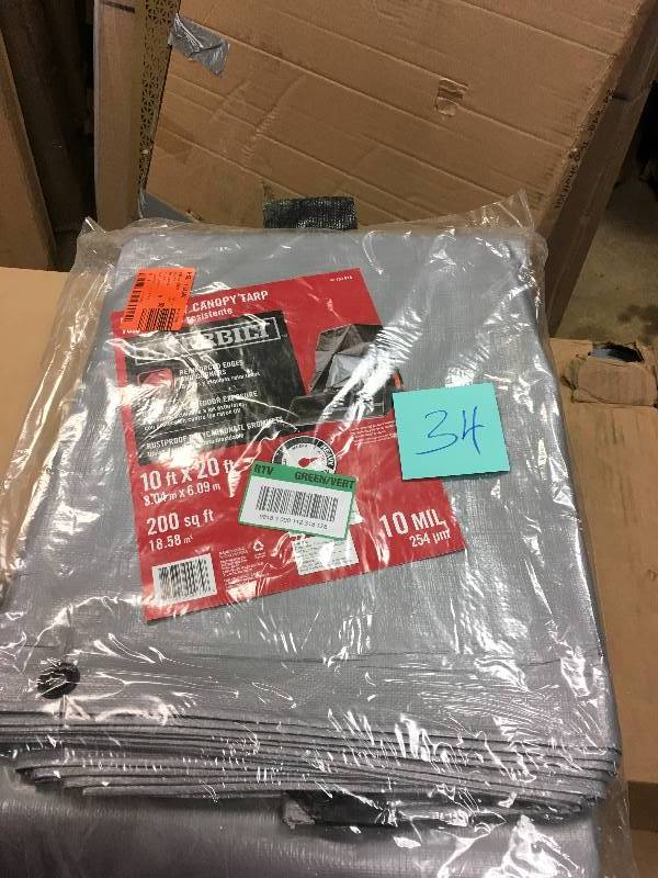 lot 34 image: Everbilt 10ft x 20 ft Heavy-duty Canopy Tarp Open box never used