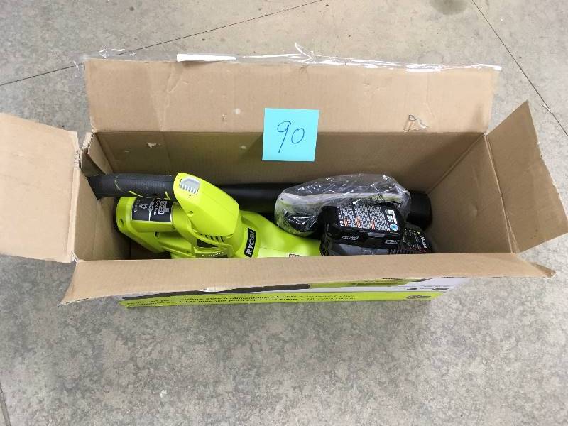 lot 90 image: Ryobi One 18V Lithium Hybrid Dual Power Hard Surface Blower In working conditions
