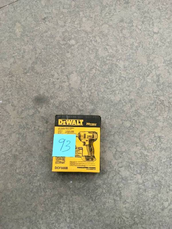 lot 93 image: DeWalt 20-Volt Max Cordless 12 in. Impact Wrench Kit with Detent Pin. Tool Only In working conditions