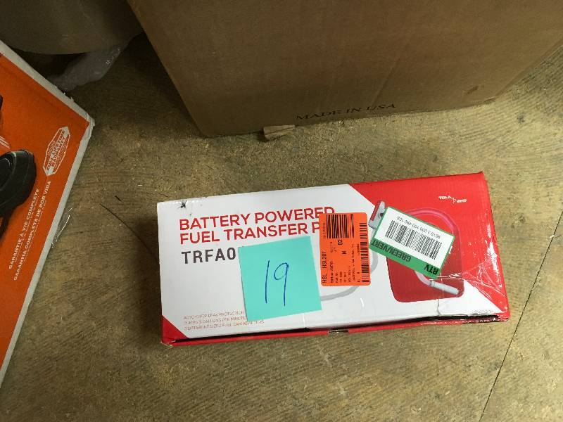 lot 19 image: Terapump Battery Powered Fuel Transfer Pump for Gas Cans WAuto Stop 3GPM ( Req 4 AAA Batteries Not Included) Not used