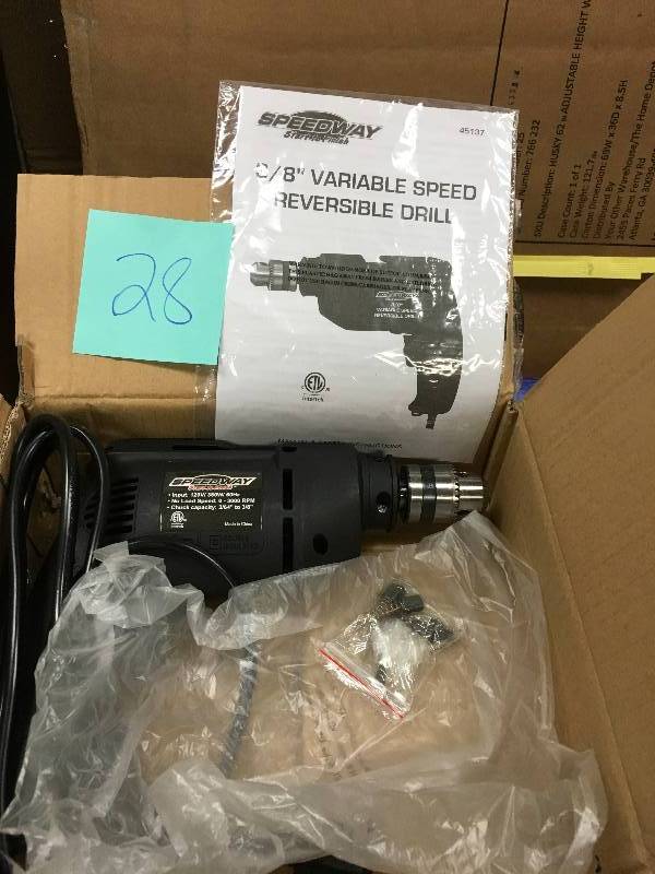 lot 28 image: Speedway 38  Variable Speed Reversable Drill Open box never used