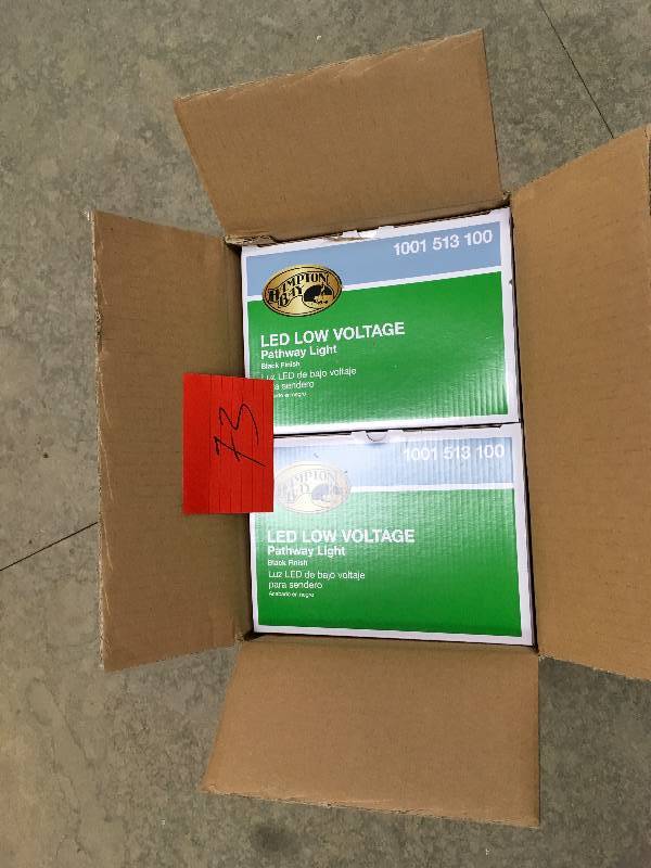 Hampton Bay Low -Voltage Black Outdoor Intergrated LED Landscape Coach Style Path Light.  Lot of 2 new
