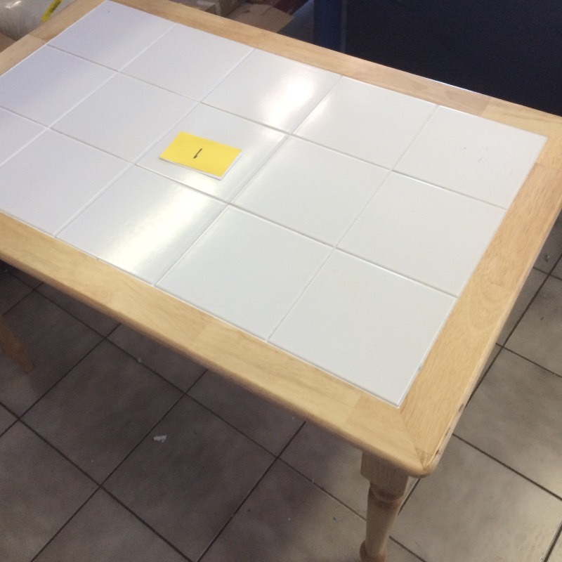 Kitchen Table with White Square Tile Top