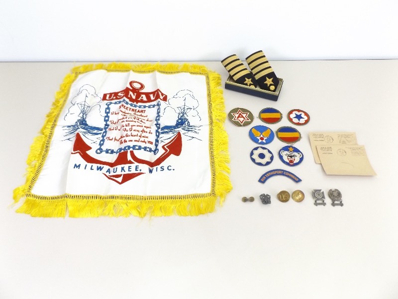 lot 21 image: Military Sterling Silver Badges, etc.