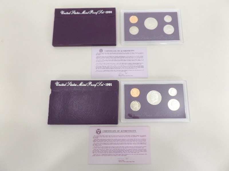 lot 36 image: 1990 & 1991 US Proof Sets