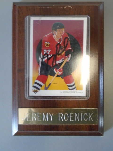 Autographed Jeremy Roenick Hockey Card in Plaque