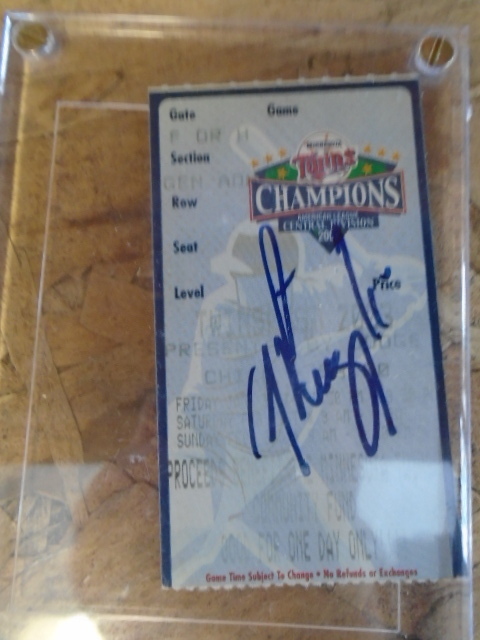 Autographed Minnesota Twins Ticket Stub