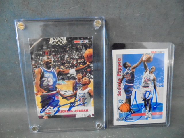 Autographed Micheal Jordan and Scottie Pippen Cards