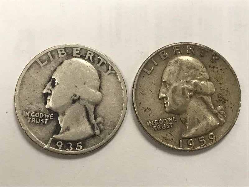 (2) Washington Silver Quarters 193...