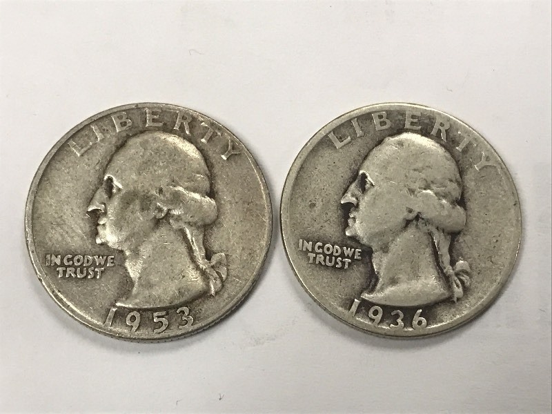 (2) Washington Silver Quarters 193...