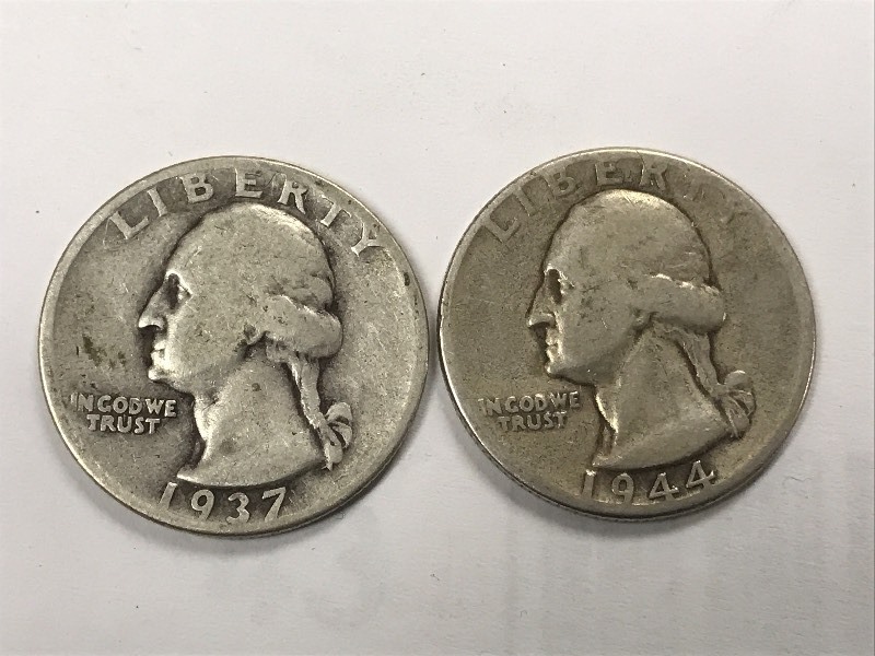 (2) Washington Silver Quarters 193...